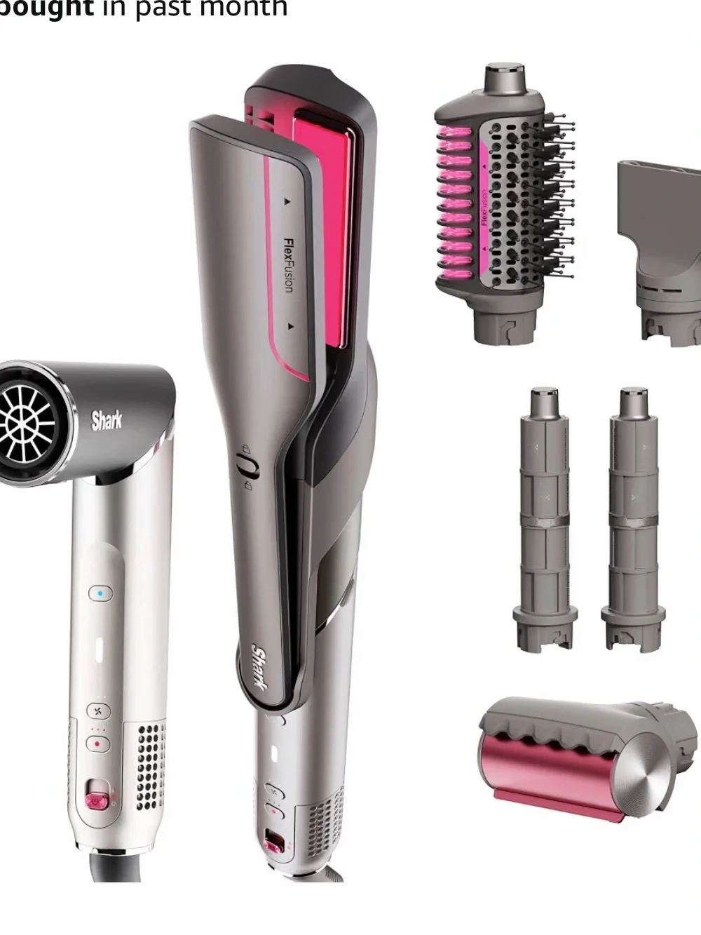 Shark FlexFusion 4-in-1 Hair Multi-Styler in Silver and Pink